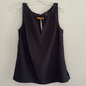 Ann Taylor Black Sleeveless Top w Tortoiseshell Detail